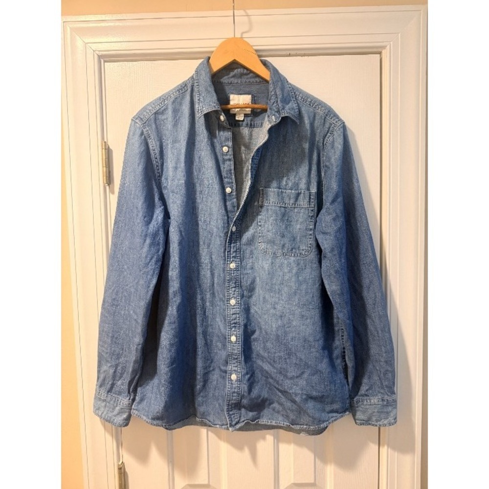 Blue Denim AMERICAN EAGLE Button Up Oxford Shirt Size L Tall